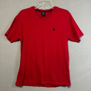 U.S. Polo Assn Red V‎ Neck T-Shirt Women's Size Small Short Sleeve Casual Cotton